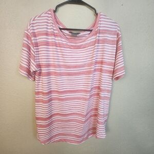 Natural Reflections Muted Melon and White Striped Tee Large (5609)